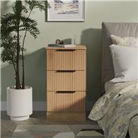 Livara Ready Assembled Tofino 3 Drawer Bedside Table - Oak