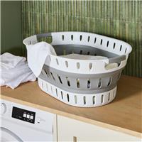 Argos Home 37 Litre Collapsible Laundry Basket- White & Grey
