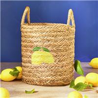 Argos Home Embroidered Lemon Seagrass Woven Basket