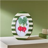 "Habitat Striped Oval Green Resin Picture Frame - 4x6"""