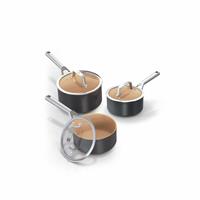 Ninja Extended Life Ceramic 3 Piece Aluminium Saucepan Set