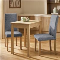 Argos Home Sendi Natural Dining Table and 2 Grey Chairs