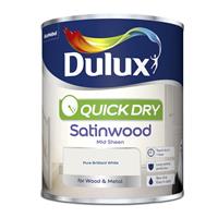 Dulux Quick Dry Satinwood Paint-Pure Brilliant White-750ml