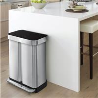 Simplehuman 58 Litre Recycling Pedal Bin - Stainless Steel