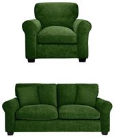 Argos Home Taylor Fabric Chair & 3 Seater Sofa - Green