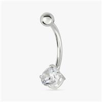 Revere Sterling Silver Round Cubic Zirconia Belly Bar