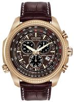 Citizen Eco-Drive Mens Chronograph Brown Leather Strap Watch