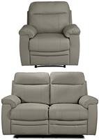 Argos Home Paolo Chair & 2 Seater Manual Recliner Sofa -Grey