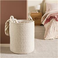 Argos Home 80L Boucle Laundry Basket with Handles - Cream