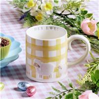 Argos Home Yellow Gingham Check Sheep Mug