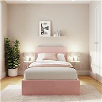 GFW End Lift Single Velvet Ottoman Bed With Mattress- Pink
