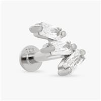 Revere Sterling Silver Baguette Trilogy Stud Earring