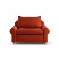 Habitat Whitby Velvet Cuddle Chair - Burnt Orange - Ash Leg