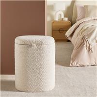 Argos Home 60L Boucle Laundry Basket with Hinged Lid - Cream