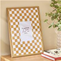 "Argos Home Oversized Checkerboard Mustard Wooden Picture Frame - 5x7"""