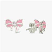 Revere Kids Sterling Silver Pink Bow Enamel Earrings