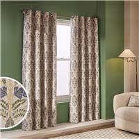 Habitat Blackout Jacquard Eyelet Curtains-Natural- 117x137cm