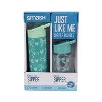 Smash Mint Green Hearts & Bows Sipper Water Bottle Set