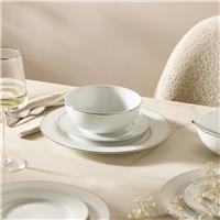 Argos Home Silver Rim 12 Piece Porcelain Dinner Set - White