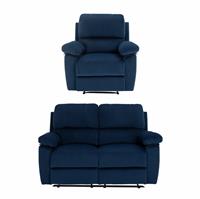 Argos Home Toby Velvet Chair & 2 Seater Recliner Sofa - Navy