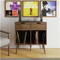 GFW Jaxon 2 Drawer Turntable and Vinyl Stand - Walnut