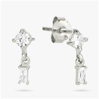 Revere Sterling Silver Baguette Drop Stud Earrings
