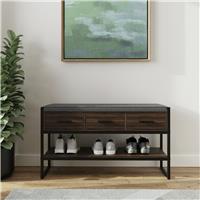 GFW Quinn 3 Drawer Shoe Bench - Walnut