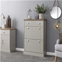 GFW Kendal 2 Tier Shoe Storage Cabinet - Grey