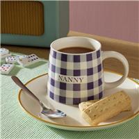 Argos Home Purple Gingham Pattern Nanny Ceramic Mug
