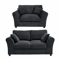 Argos Home Harry Fabric Chair & 2 Seater Sofa - Charcoal