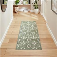 Think Rugs Coral Floral Green Runner - 76x150cm