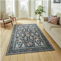 Think Rugs Versailles Floral Dark Blue Rug - 76x150cm