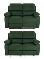 Argos Home Toby Pair of Velvet 2 Seater Recliner Sofa- Green