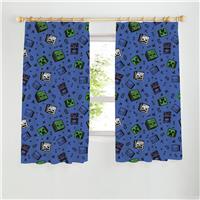 Minecraft Graffiti Kids Pencil Pleat Curtains - Blue - 168x137cm