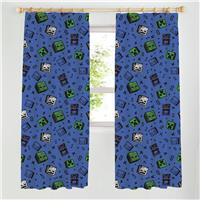 Minecraft Graffiti Kids Pencil Pleat Curtains - Blue - 168x183cm