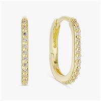 Revere Gold Plated Silver Cubic Zirconia Oval Hoop Earrings