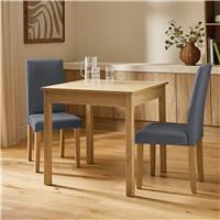Argos Home Sendi Square Natural Dining Table& 2 Grey Chairs