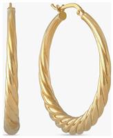 Revere 9ct Gold Plated Twisted Oval Hoop Earrings