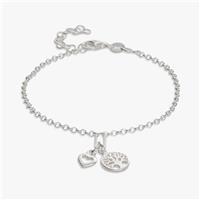 Revere Sterling Silver Tree of Life and Heart Charm Bracelet
