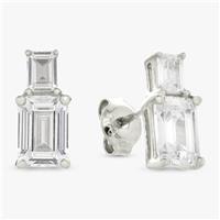 Revere Sterling Silver Stacked Cubic Zirconia Stud Earrings