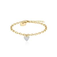 Rosefield 14ct Gold Plated Pave Heart Pendant Bracelet