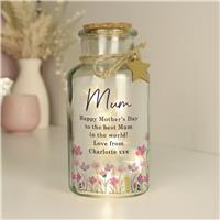 Personalised Message Floral LED Glass Jar Decoration