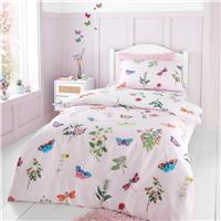 RHS Butterfly Garden White & Pink Kids Bedding Set - Double