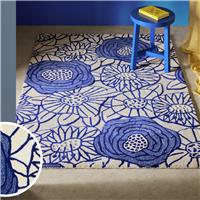 Habitat Scandi Floral Blue Wool Cut Pile Rug - 120x170cm