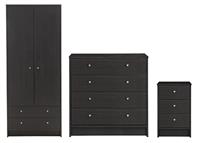 Argos Home Malibu 3 Pc 2 Dr Wardrobe Set - Black Oak Effect