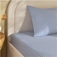 Habitat Oxford Printed Stripe Blue Fitted Sheet - King size