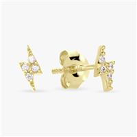 Revere Gold Plated Silver Lightening Bolt Stud Earrings