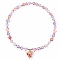 Disney Princess Kids Glittery Heart Charm Beaded Necklace