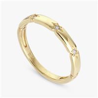 Revere Gold Plated Sterling Silver Star Set Ring Band- Small