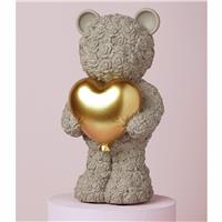 Widdop Love Is Sweet Holding Heart Grey Resin Bear